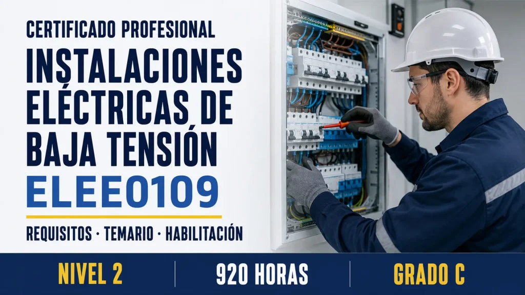 Certificado ELEE0109 de instalaciones eléctricas de baja tensión