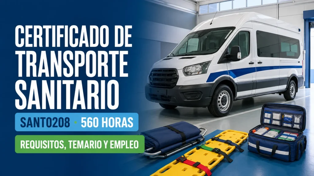 Certificado SANT0208 de Transporte Sanitario: 560 horas, requisitos, temario y empleo