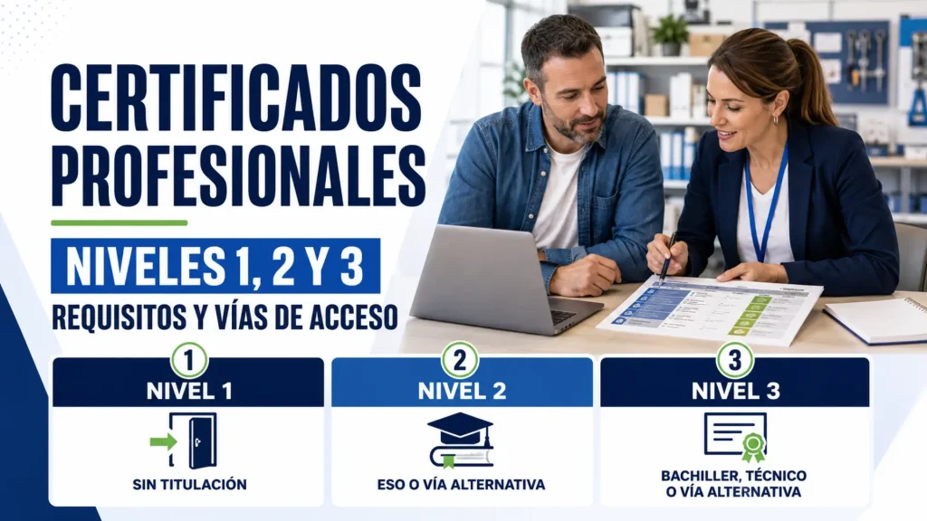 Certificados profesionales de niveles 1, 2 y 3: requisitos y vías de acceso